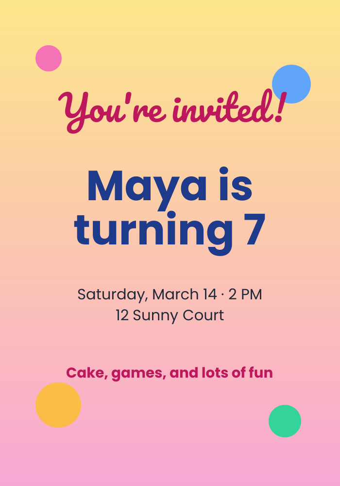 Kids birthday invitation template