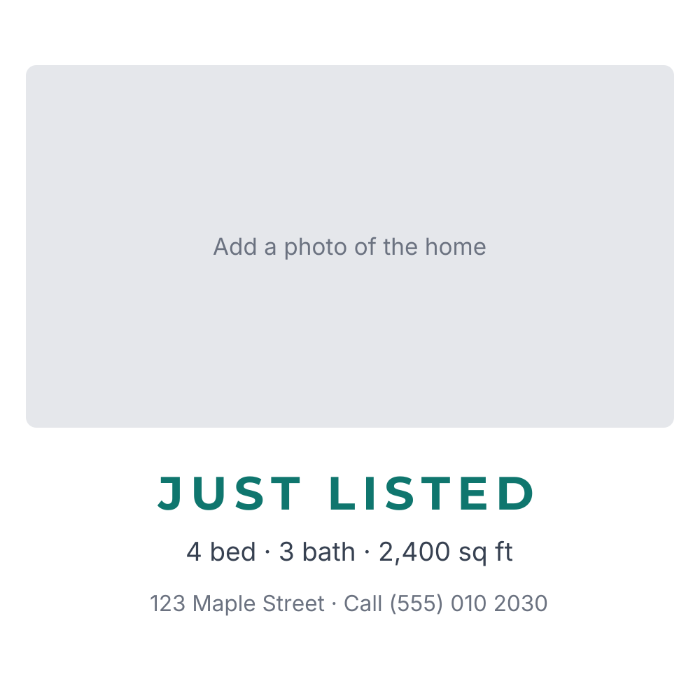 Just listed real estate post template