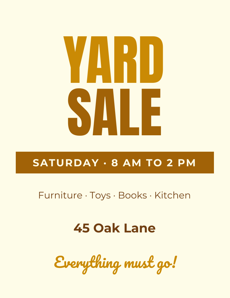 Yard sale flyer template